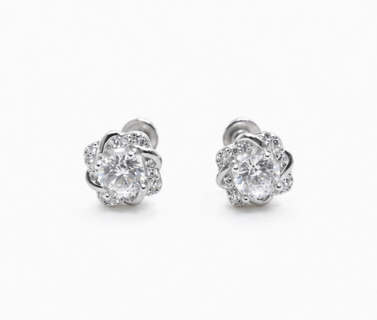 Bloom Solitaire Stud Earrings – 925 Sterling Silver