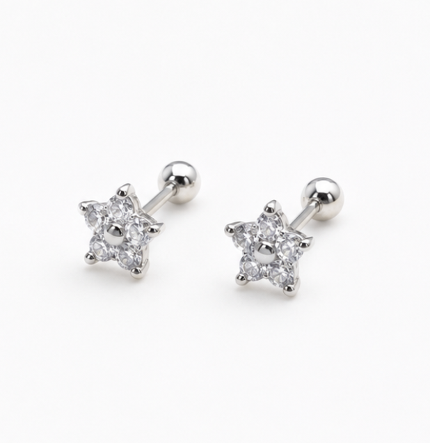 Celestial Star Stud Earrings – 925 Sterling Silver