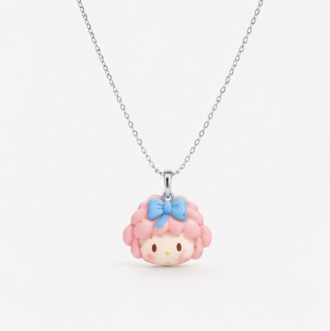 Resin Doll Pendant Necklace – 925 Sterling Silver