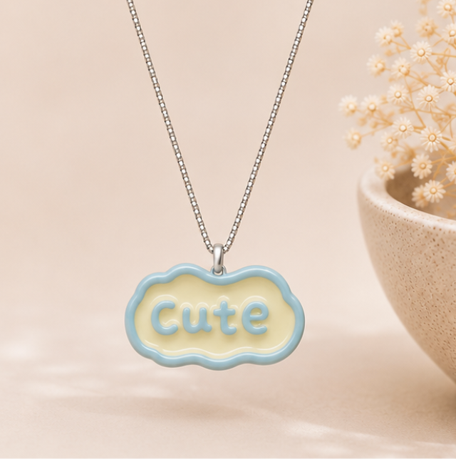 Cute Resin Pendant Necklace – 925 Sterling Silver Chain