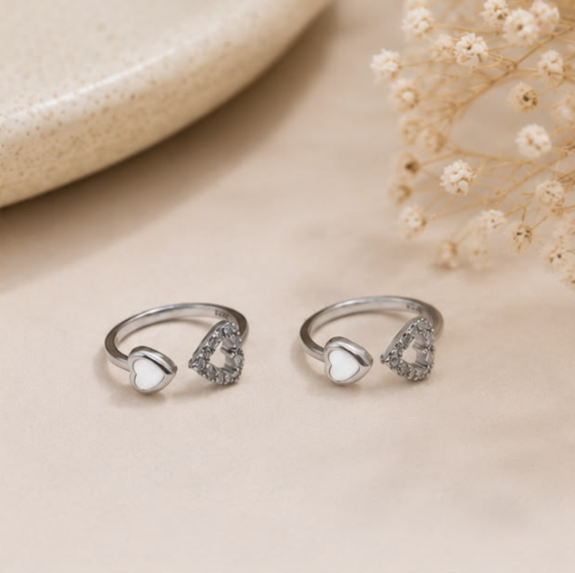 Heart Spark Toe Rings – 925 Sterling Silver