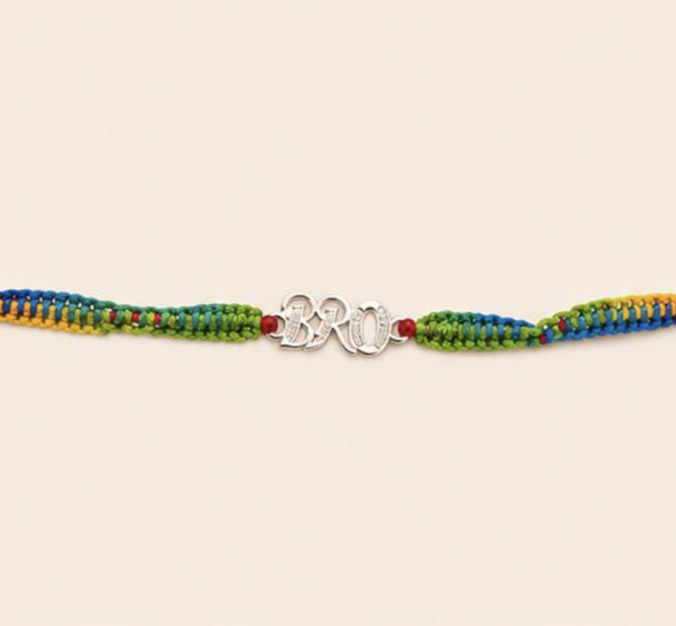 Silver "BRO" Designer Rakhi | Premium Brother Raksha Bandhan Rakhi
