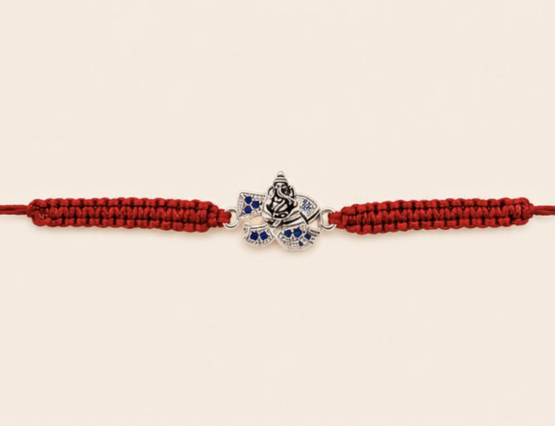 Silver Ganesha Rakhi | Premium Lord Ganesha Designer Raksha Bandhan Rakhi with Gift Box