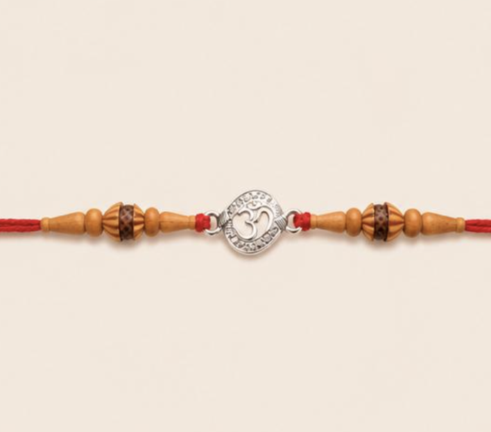 Silver Om Designer Rakhi | Premium Spiritual Raksha Bandhan Rakhi