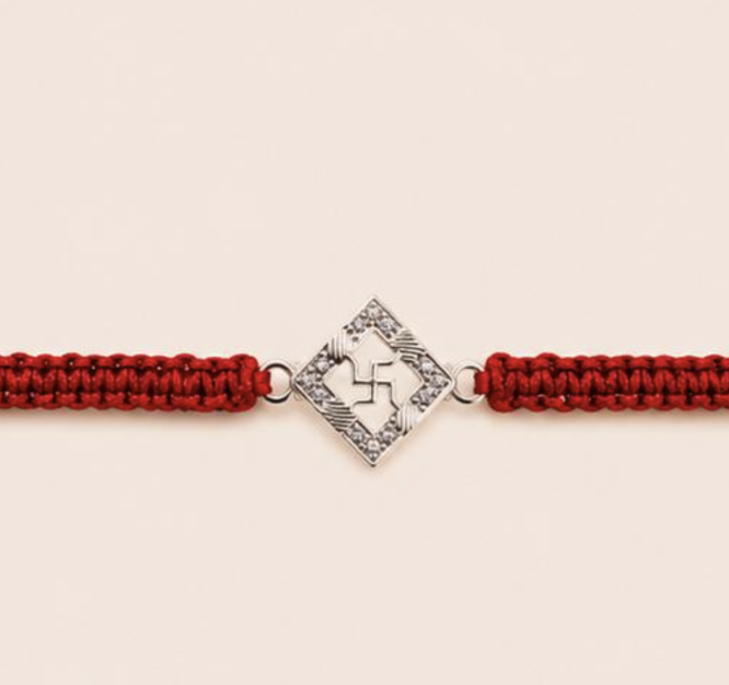 Silver Swastik Designer Rakhi | Premium Auspicious Raksha Bandhan Rakhi