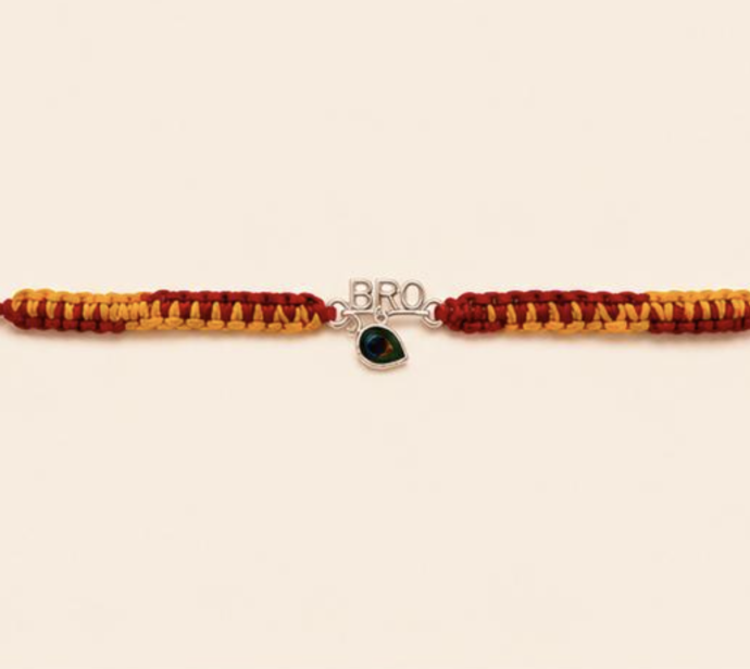 Silver BRO Krishna Mor Pankh Designer Rakhi | Premium Brother Raksha Bandhan Rakhi