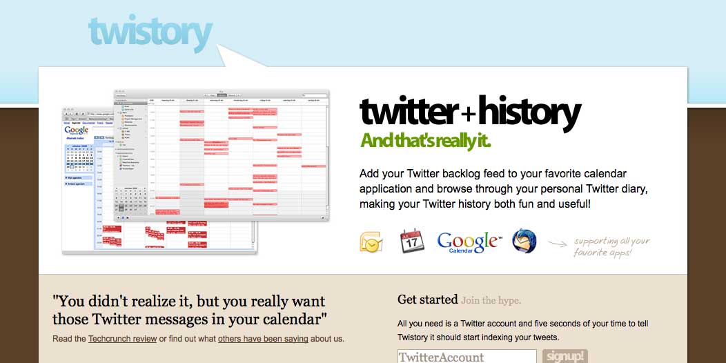 Screenshot of Twistory