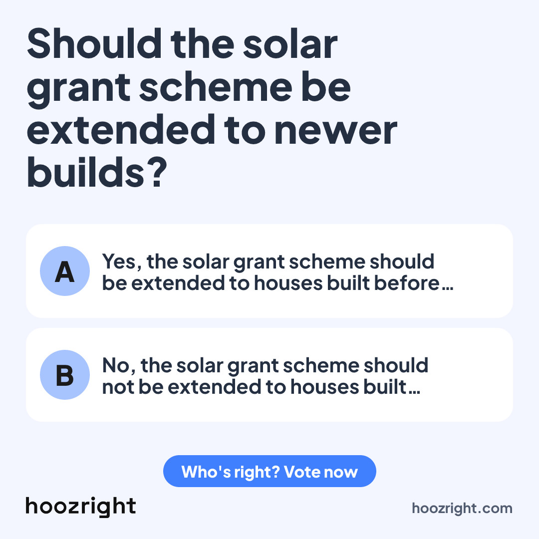 Should the solar grant scheme be extended to newer builds?