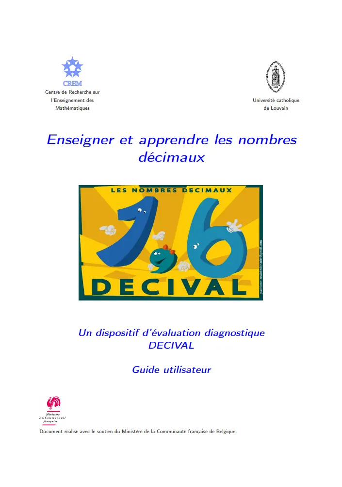 Enseigner et apprendre les nombres décimaux couverture