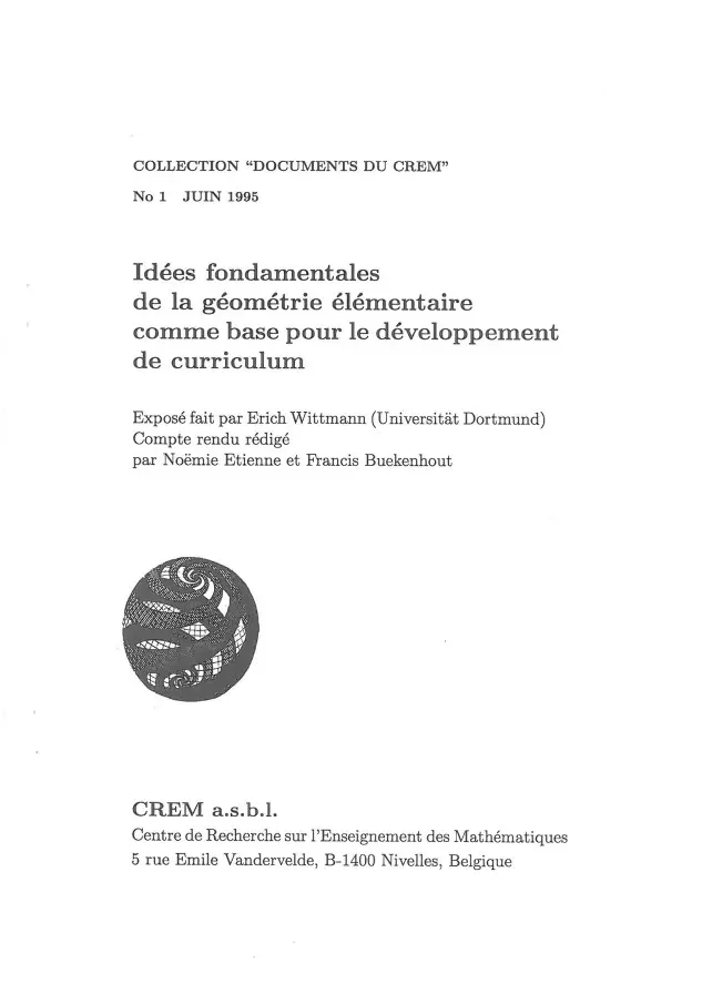 Idées fondamentales de la géométrie élémentaire comme base pour le développement de curriculum couverture