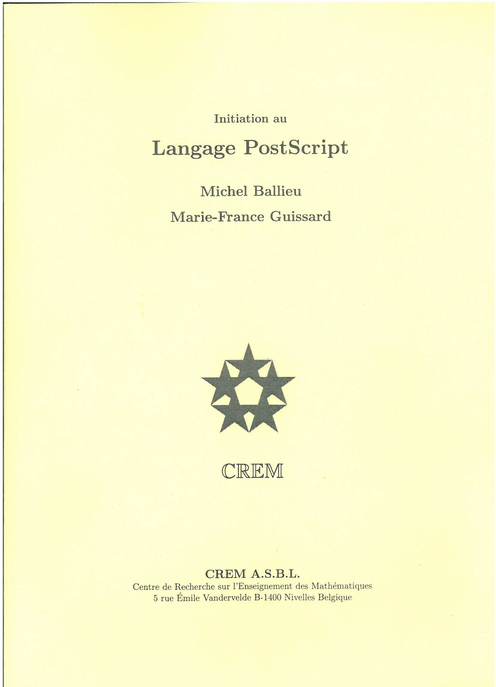 Initiation au langage PostScript couverture
