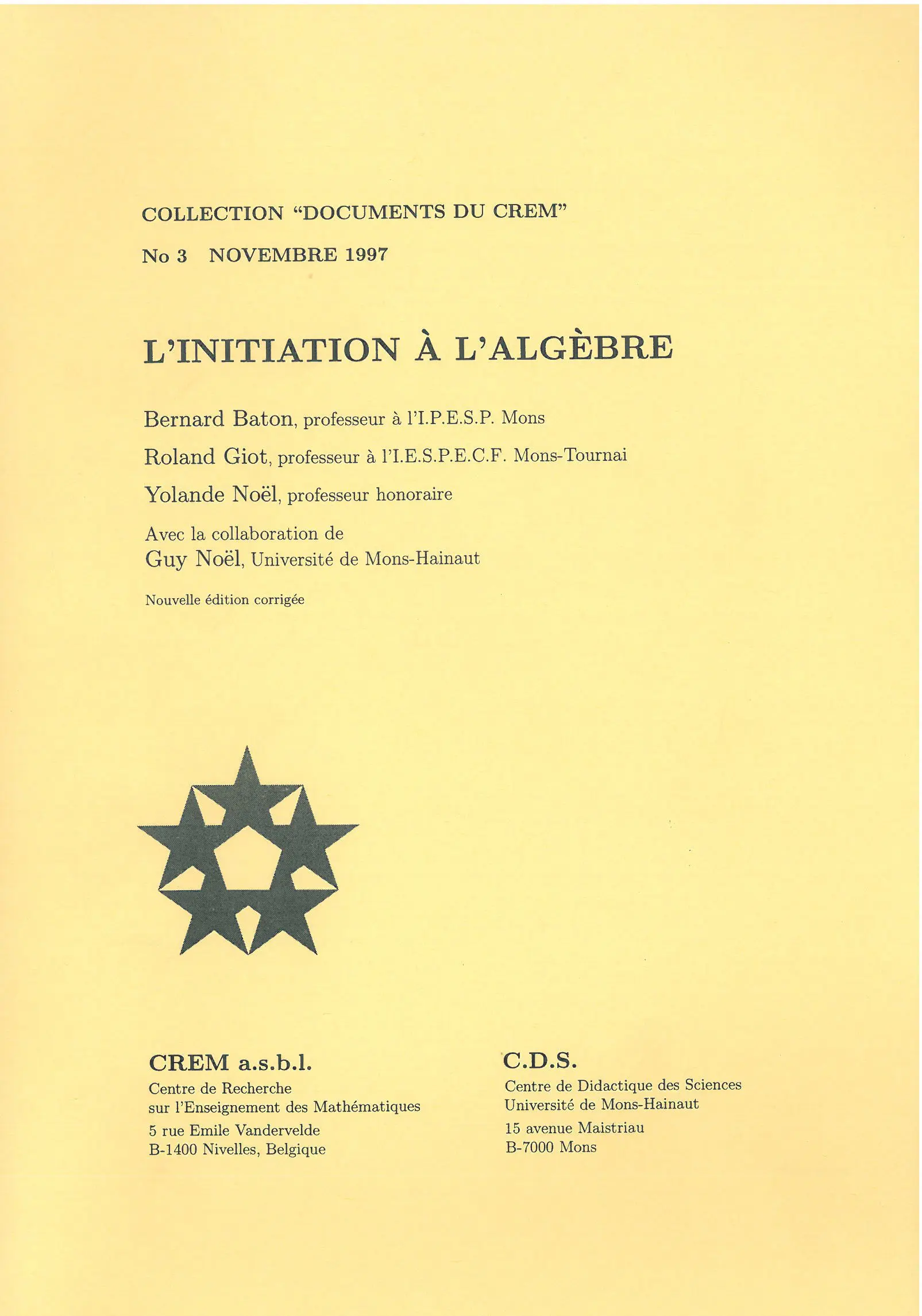 L'initiation à l'algèbre couverture
