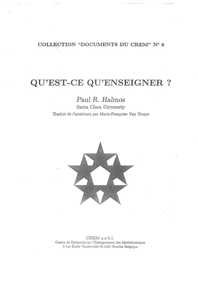 Qu'est-ce qu'enseigner ? couverture