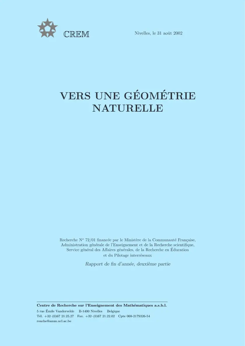 Vers une géométrie naturelle couverture