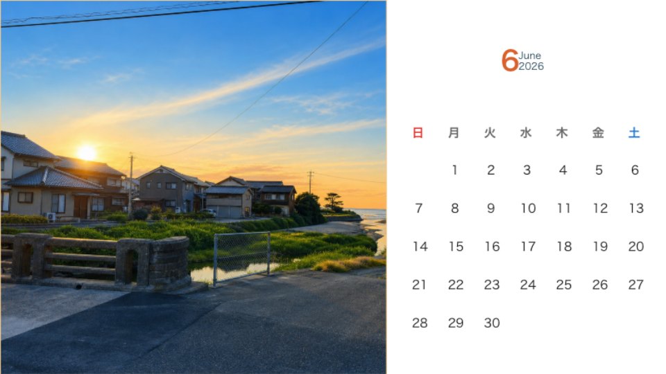 夕阳下的海边村落水道