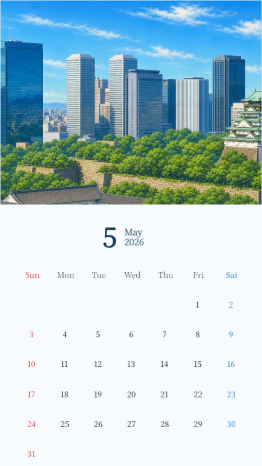 Osaka Castle Blue-Sky Cityscape