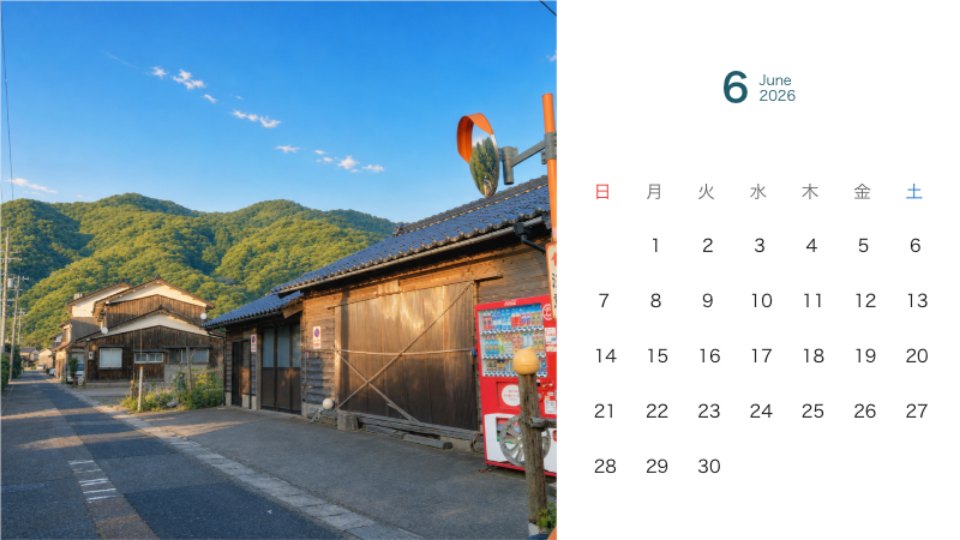 初夏の山あい町角