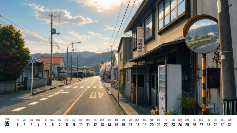 Susaki Liquor Shop Sunset Street Calendar