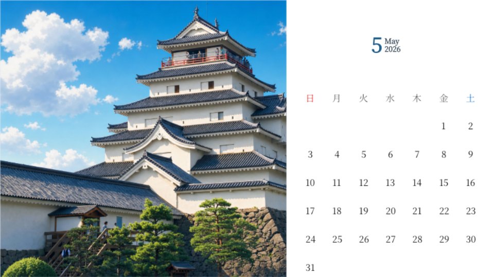 Tsuruga Castle Under Blue Sky