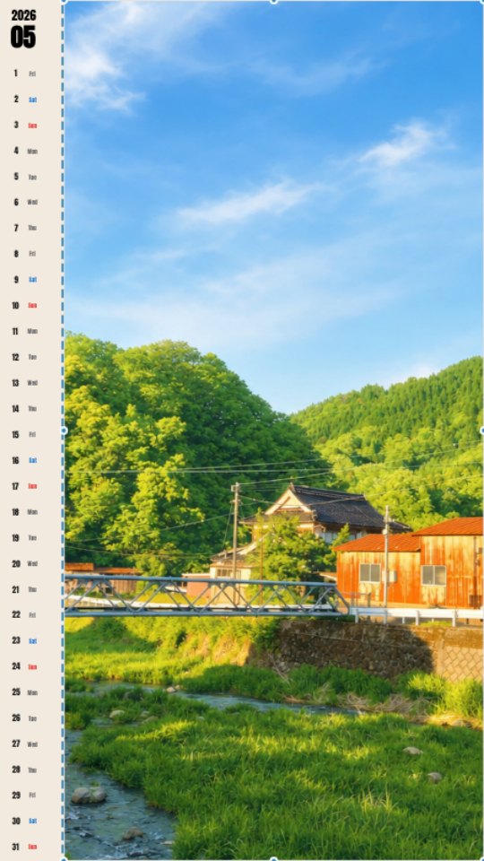 Fresh Green Riverside Sky Calendar