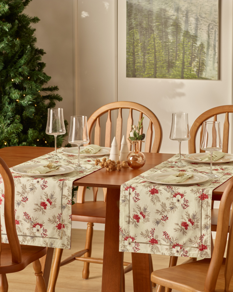 Trilho de Mesa Glamour Festive Bordô