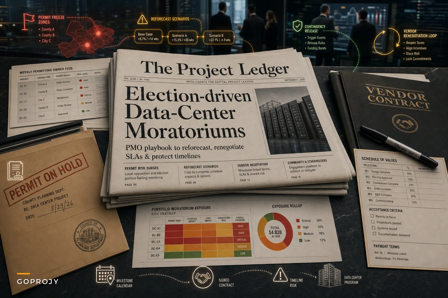 Election-driven data‑center moratoriums: A PMO playbook to reforecast, renegotiate SLAs and protect timelines