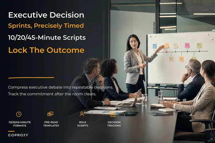Executive lightning decision sprints 10/20/45-minute formats with scripts