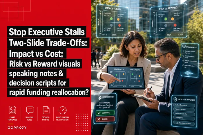 Stop executive stalls: two-slide trade-off visuals, speaking notes and decision scripts for fast funding reallocation