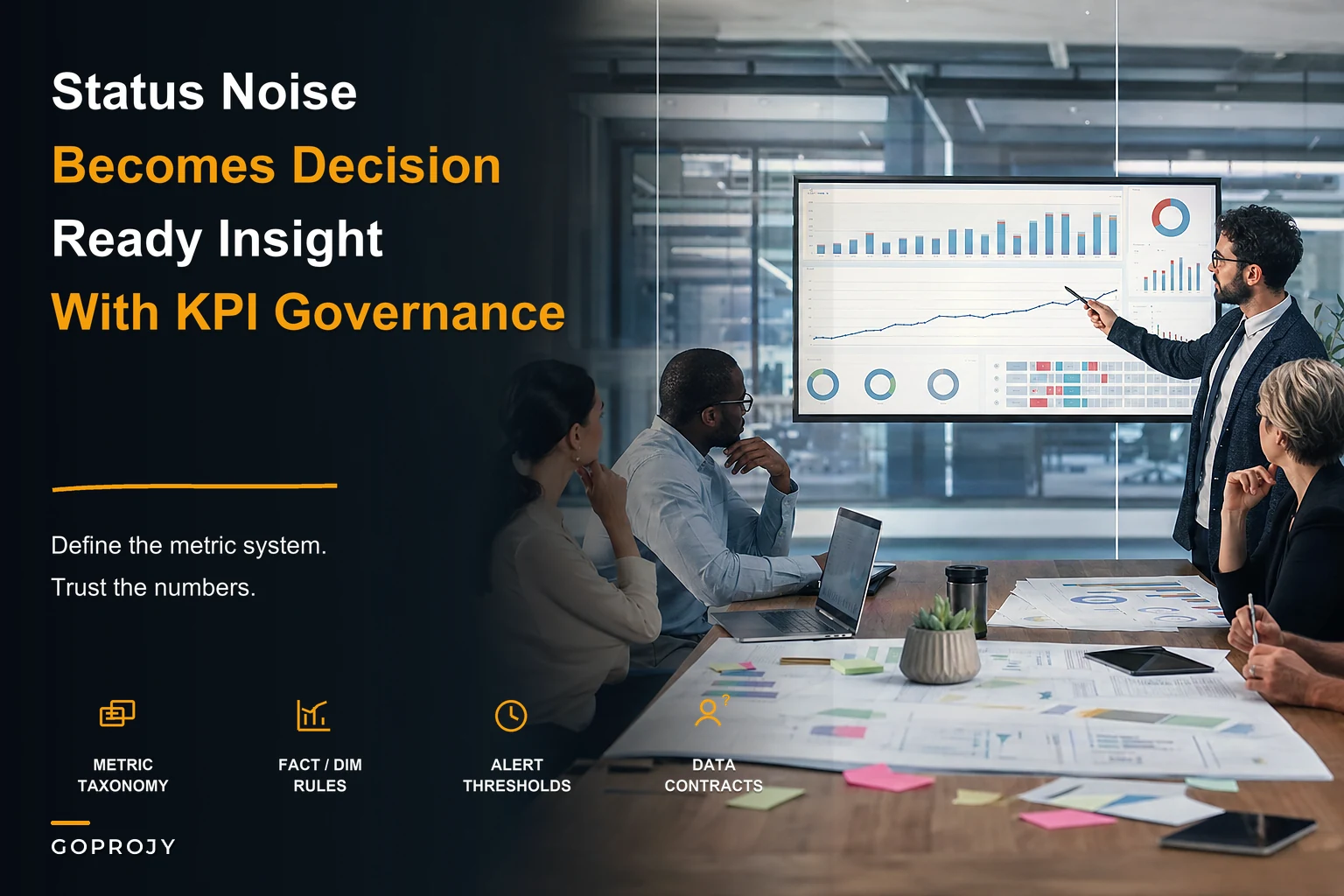 Turn status noise into decision-ready insights: building a portfolio KPI data model and governance system