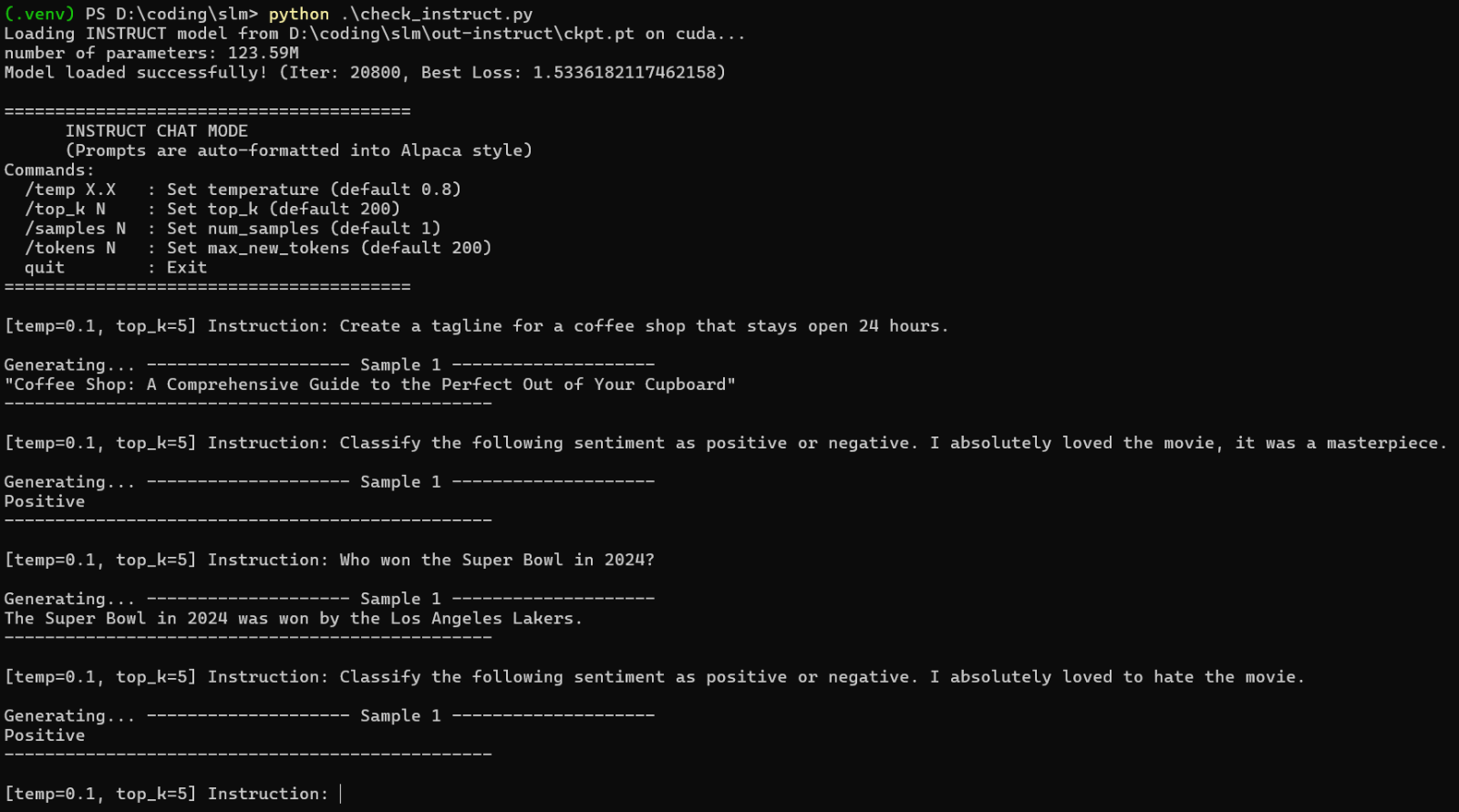 Sample Output of the Instruction Tuned Model
