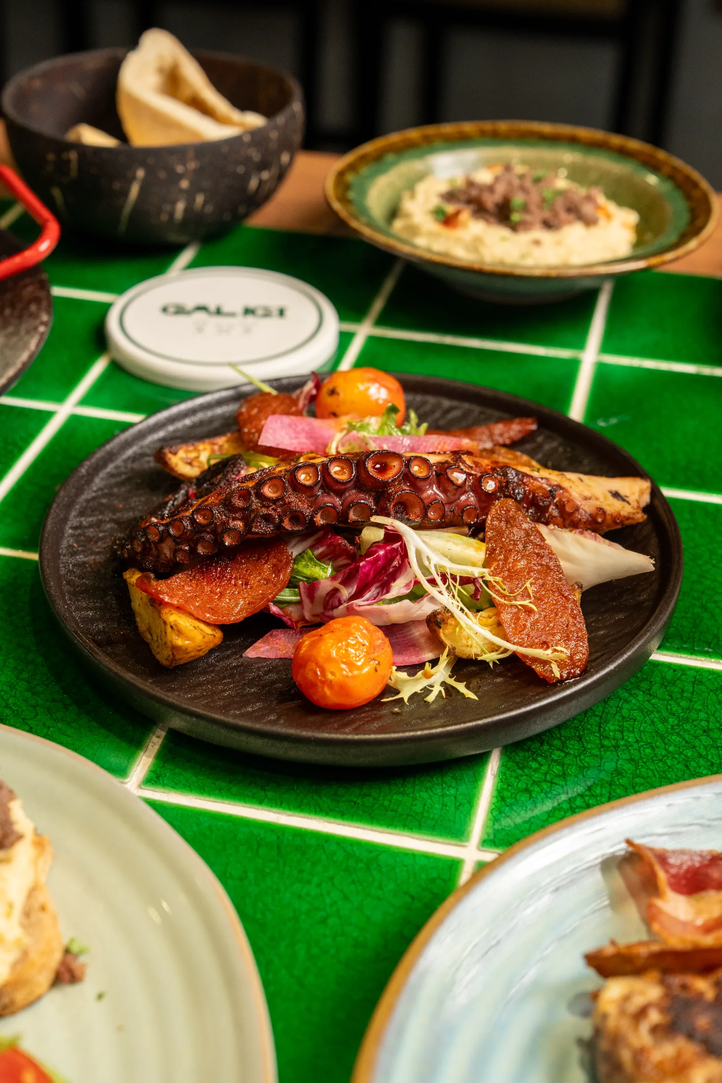Grilled octopus and chorizo