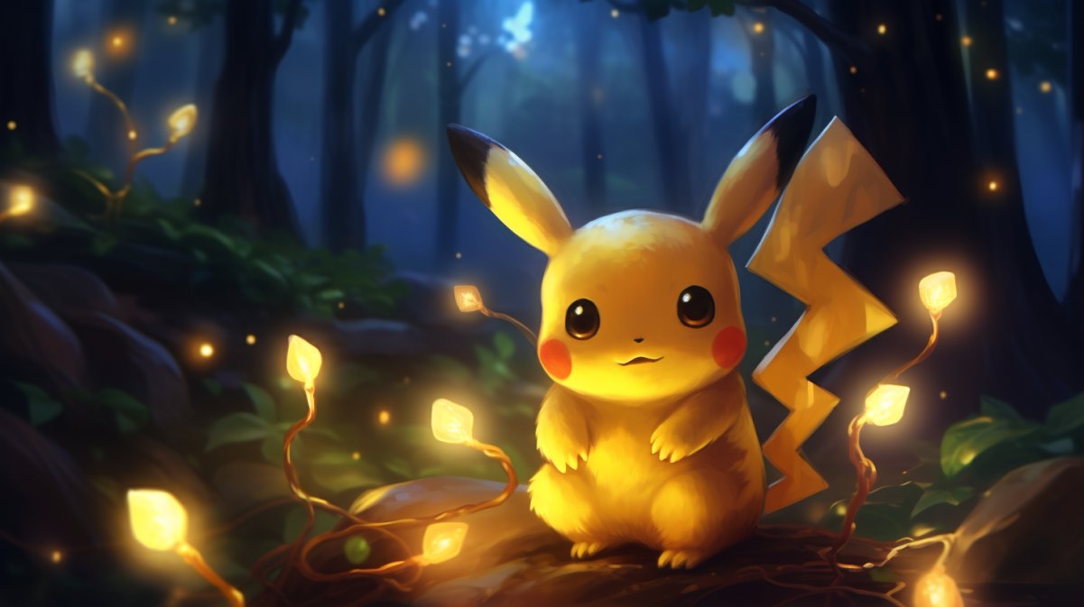 Cute little Pikachu out in the tall grass