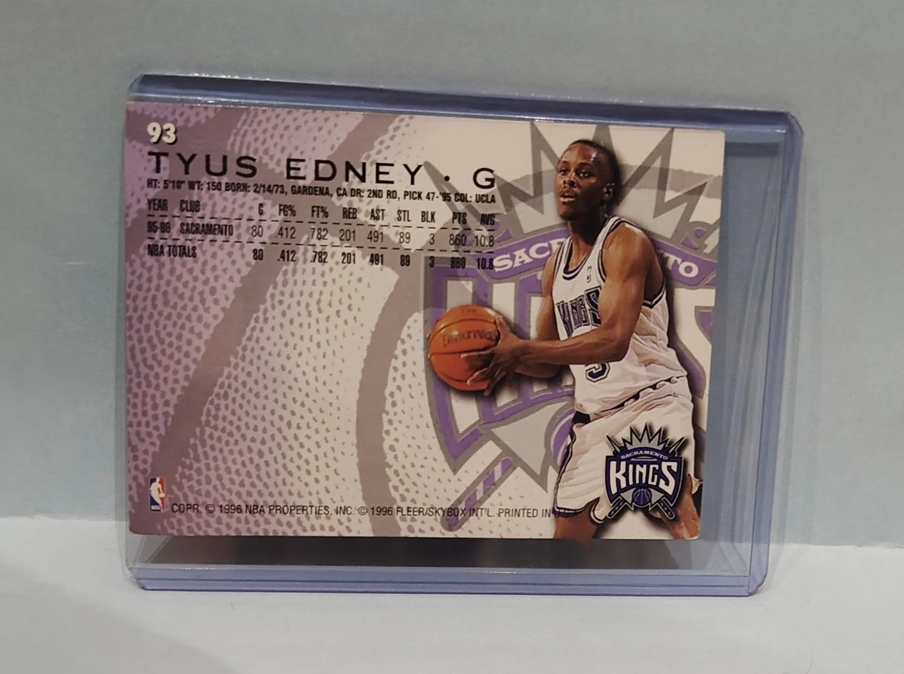 1996-97 Fleer Tyus Edney #93 Sacramento Kings Basketball Card