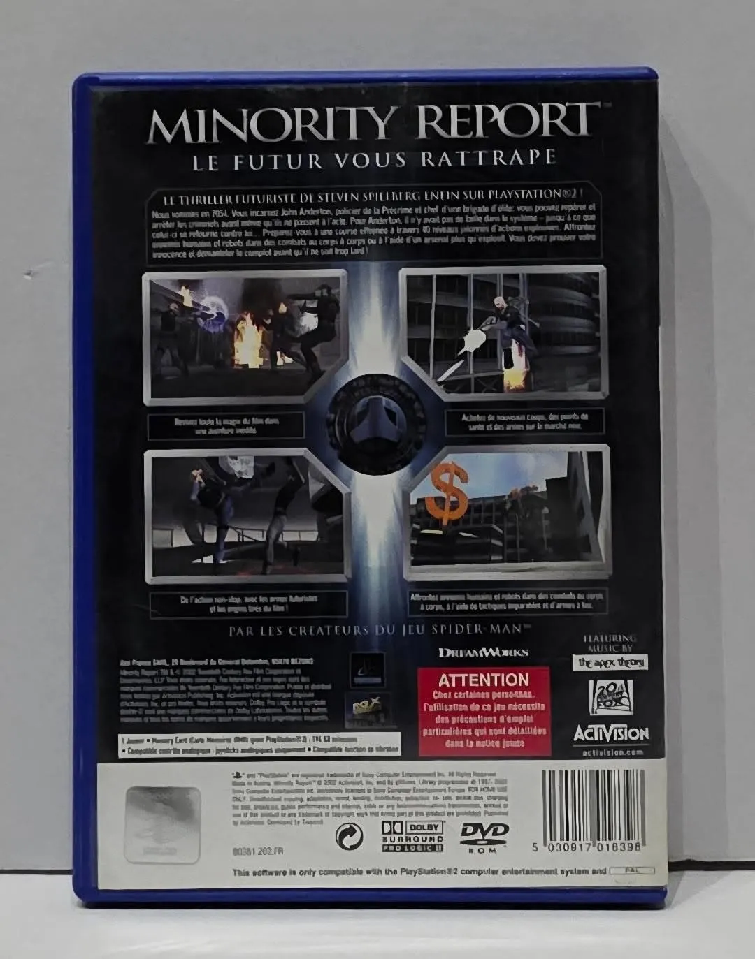 Minority Report: Le Futur vous rattrape за PlayStation 2 — PAL/French