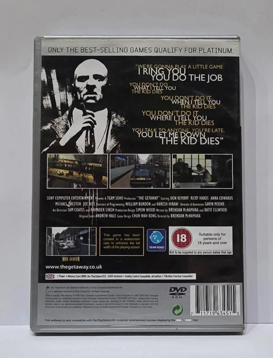 The Getaway — Platinum for PlayStation 2, PAL