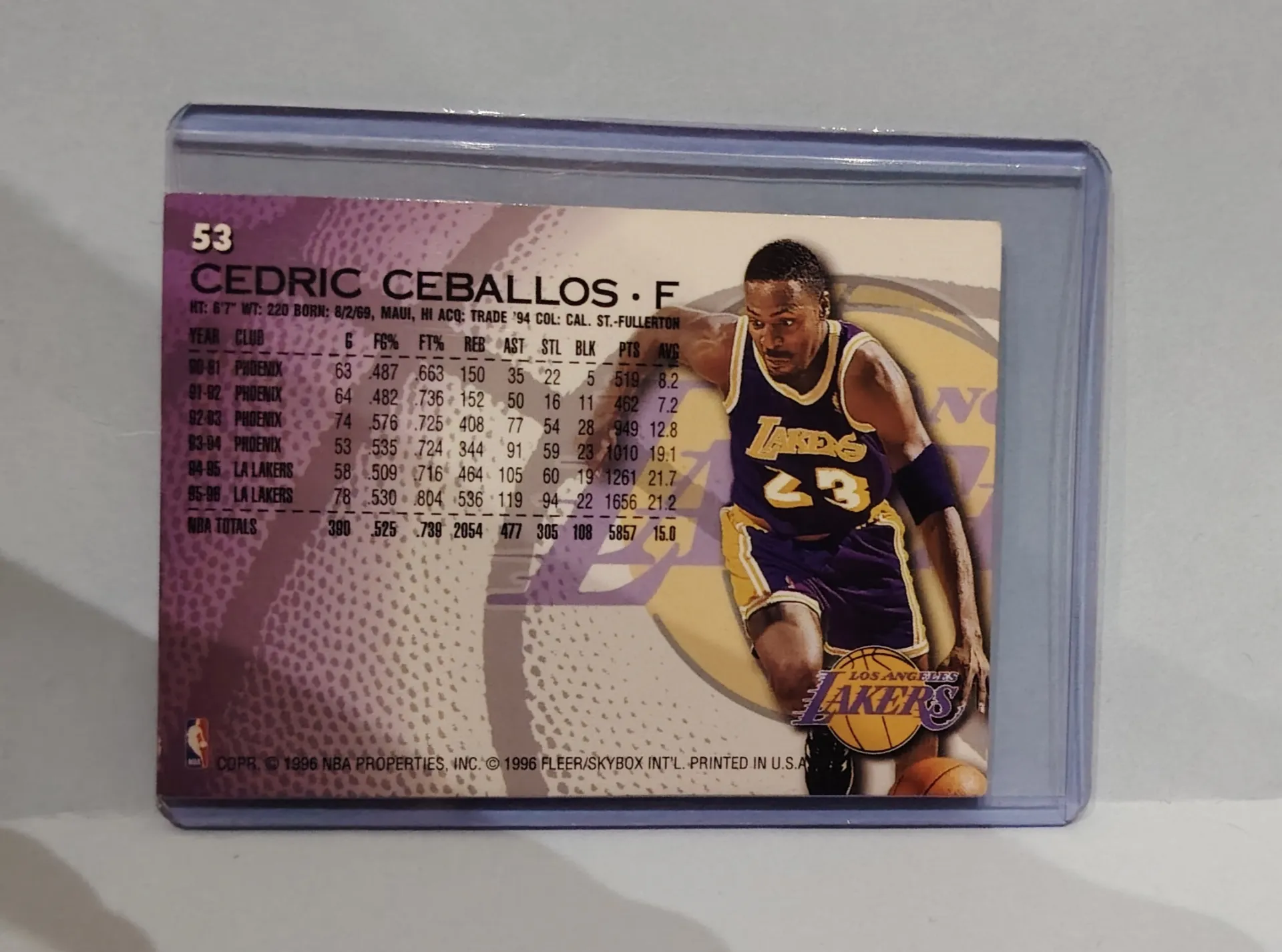 1996-97 Fleer #53 Cedric Ceballos Los Angeles Lakers Basketball Card
