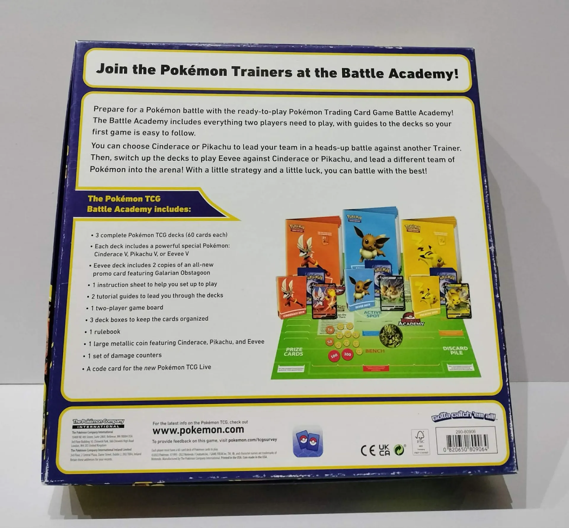 Pokémon TCG Battle Academy 2022 — Pikachu, Eevee и Cinderace V