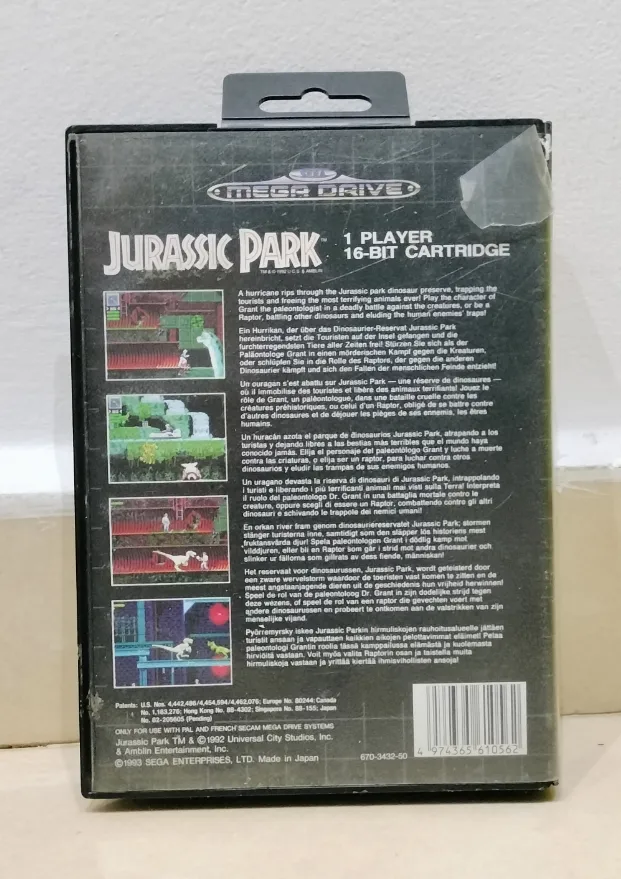 Jurassic Park for Sega Mega Drive — PAL/EU, complete set