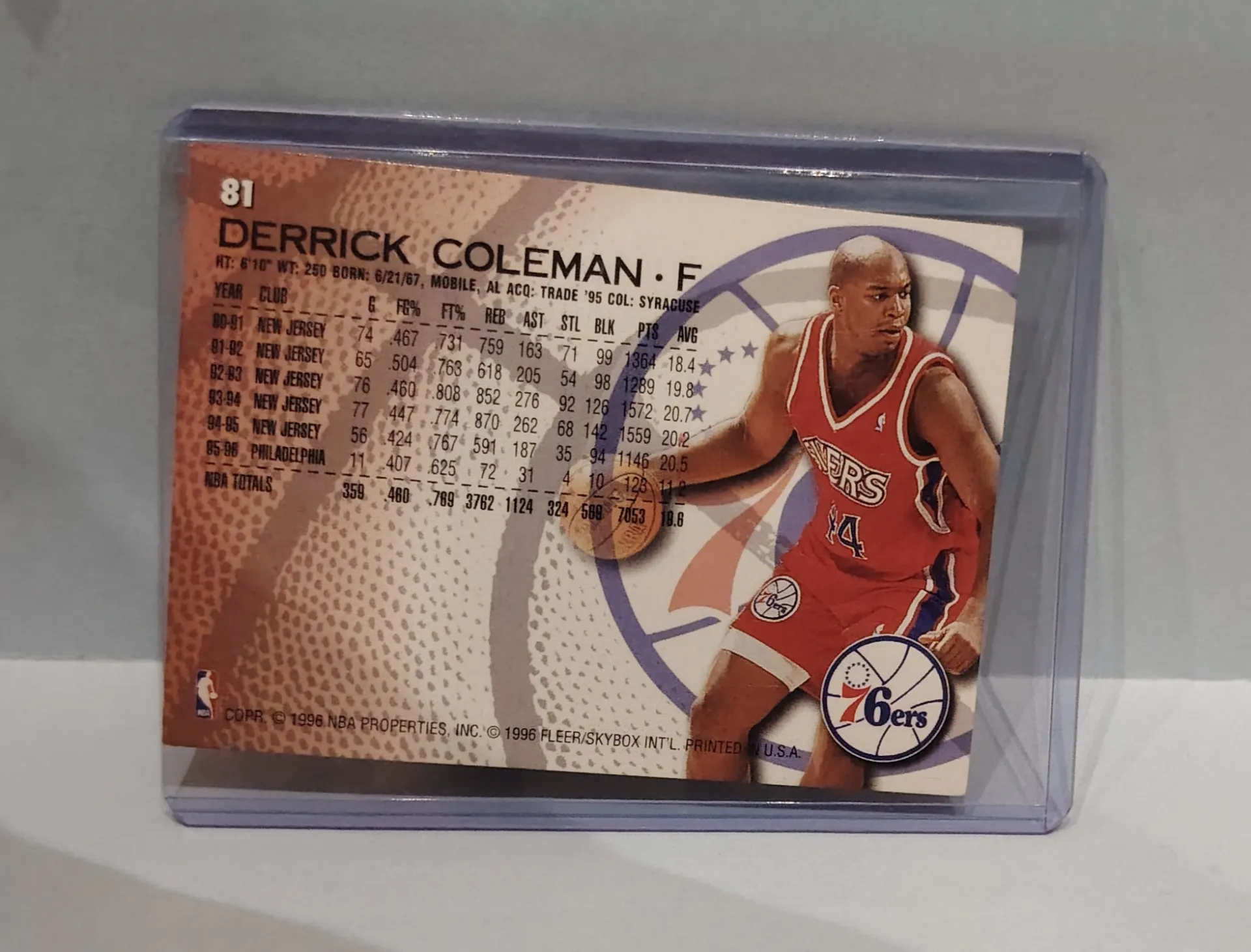 1996-97 SkyBox Z-Force Derrick Coleman #124 Philadelphia 76ers