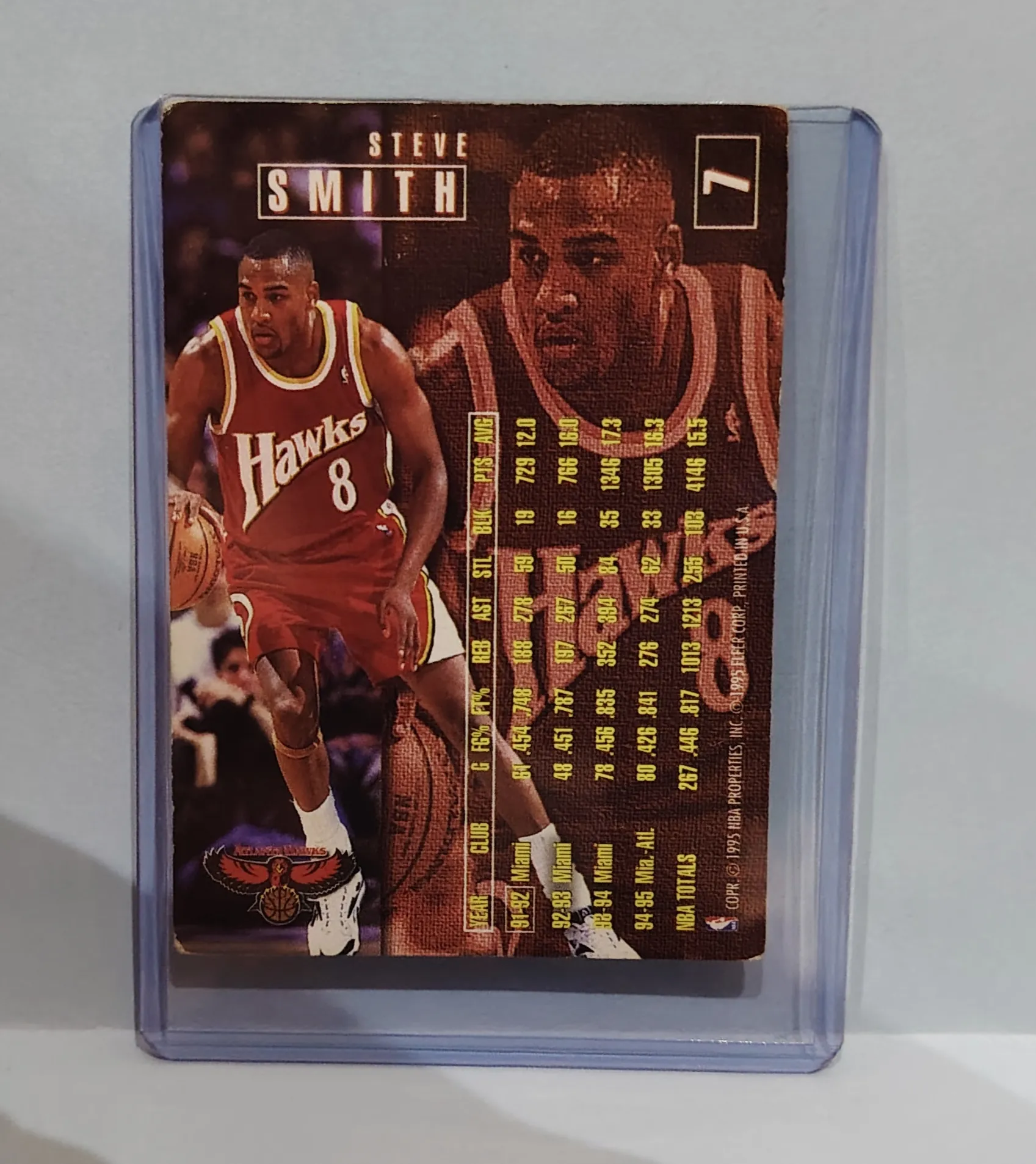 1995-96 Fleer Steve Smith #7 Atlanta Hawks Basketball Card