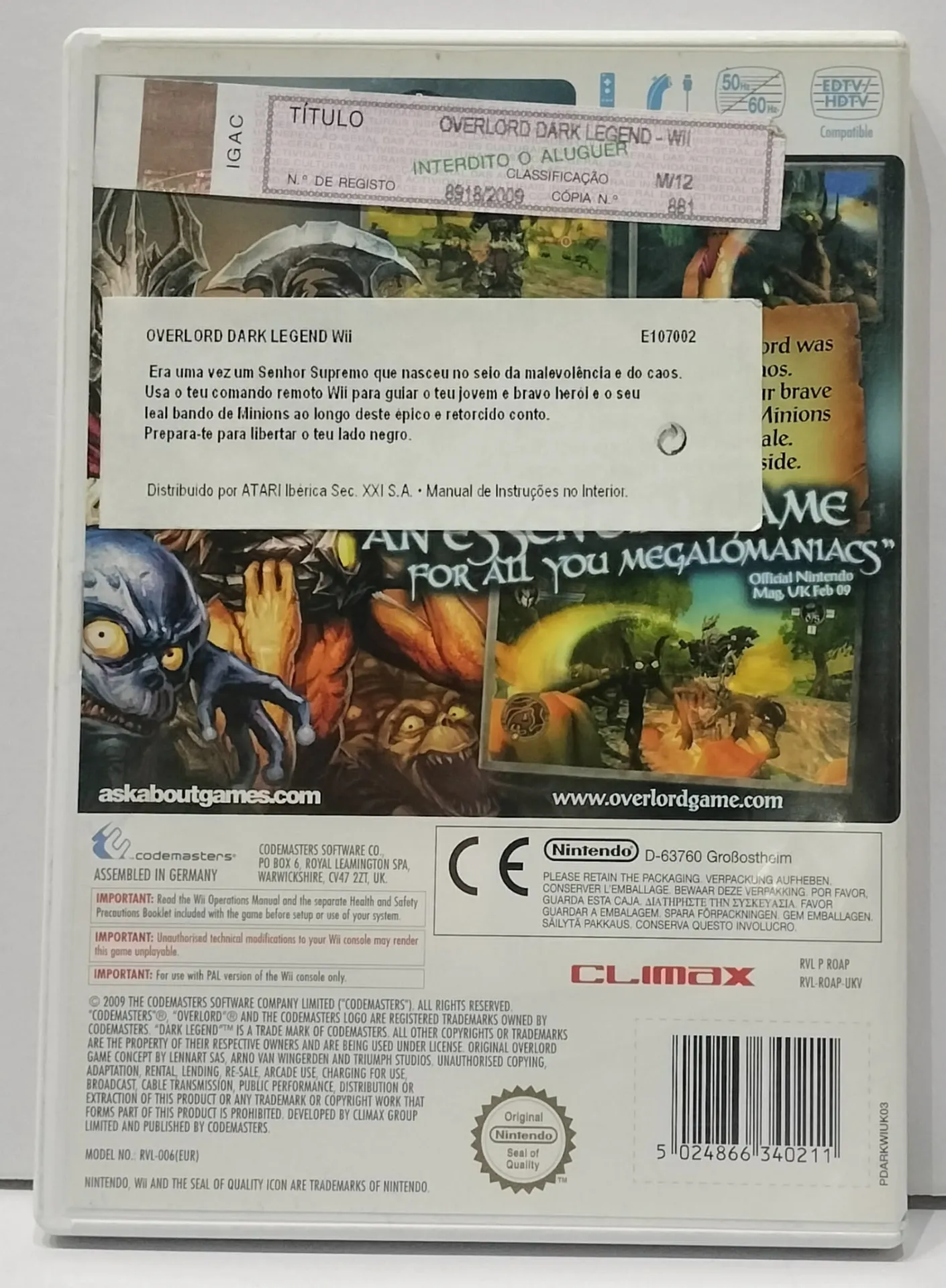 Overlord: Dark Legend за Nintendo Wii — PAL