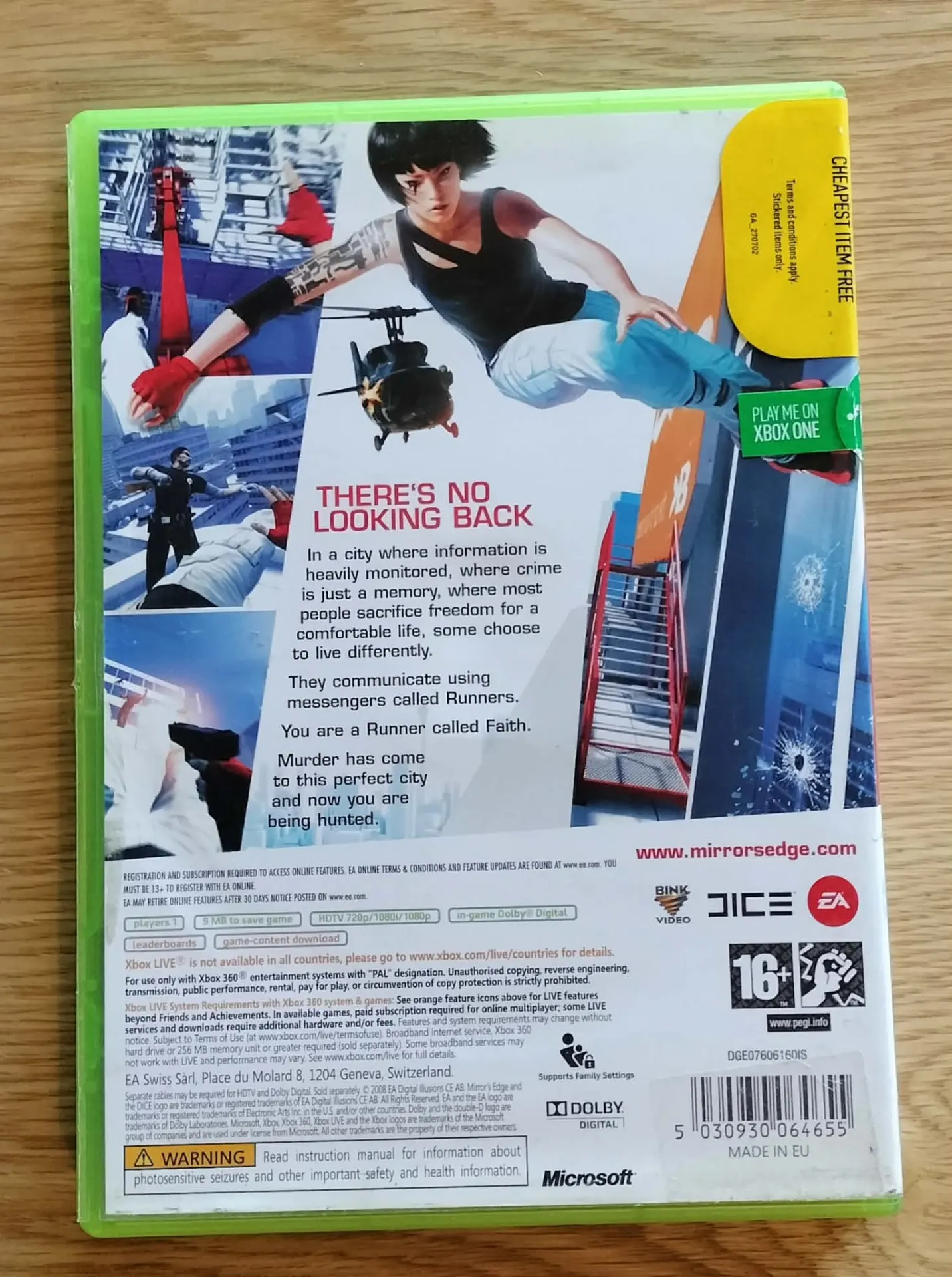 Mirror's Edge for Xbox 360 — PAL/EU, with original case and manual