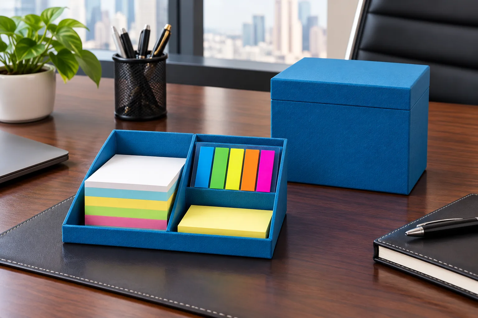 CUBO PORTA POST IT ECOLÓGICO COLOR AZUL CLARO