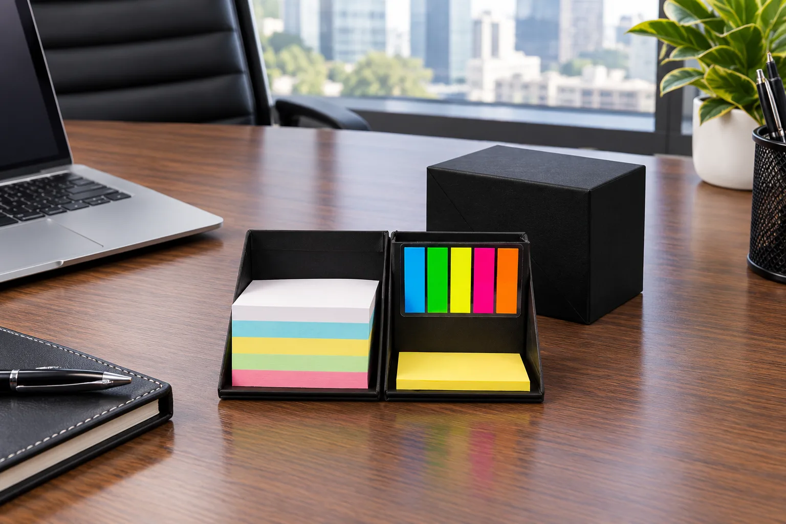 CUBO PORTA POST IT ECOLÓGICO COLOR NEGRO