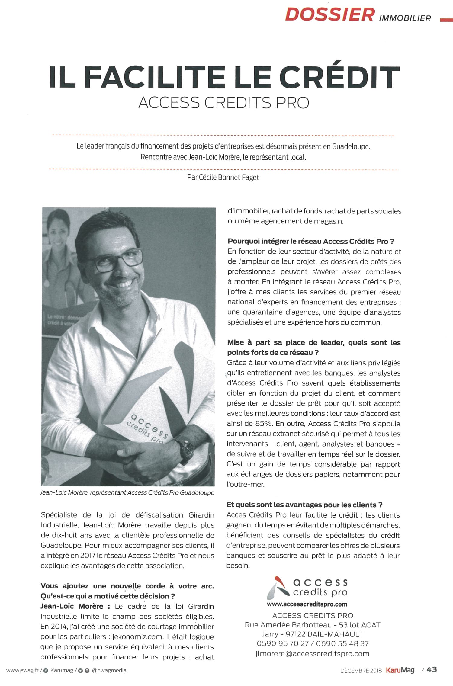 nterview de Jean-Loïc Morere dans KaruMag