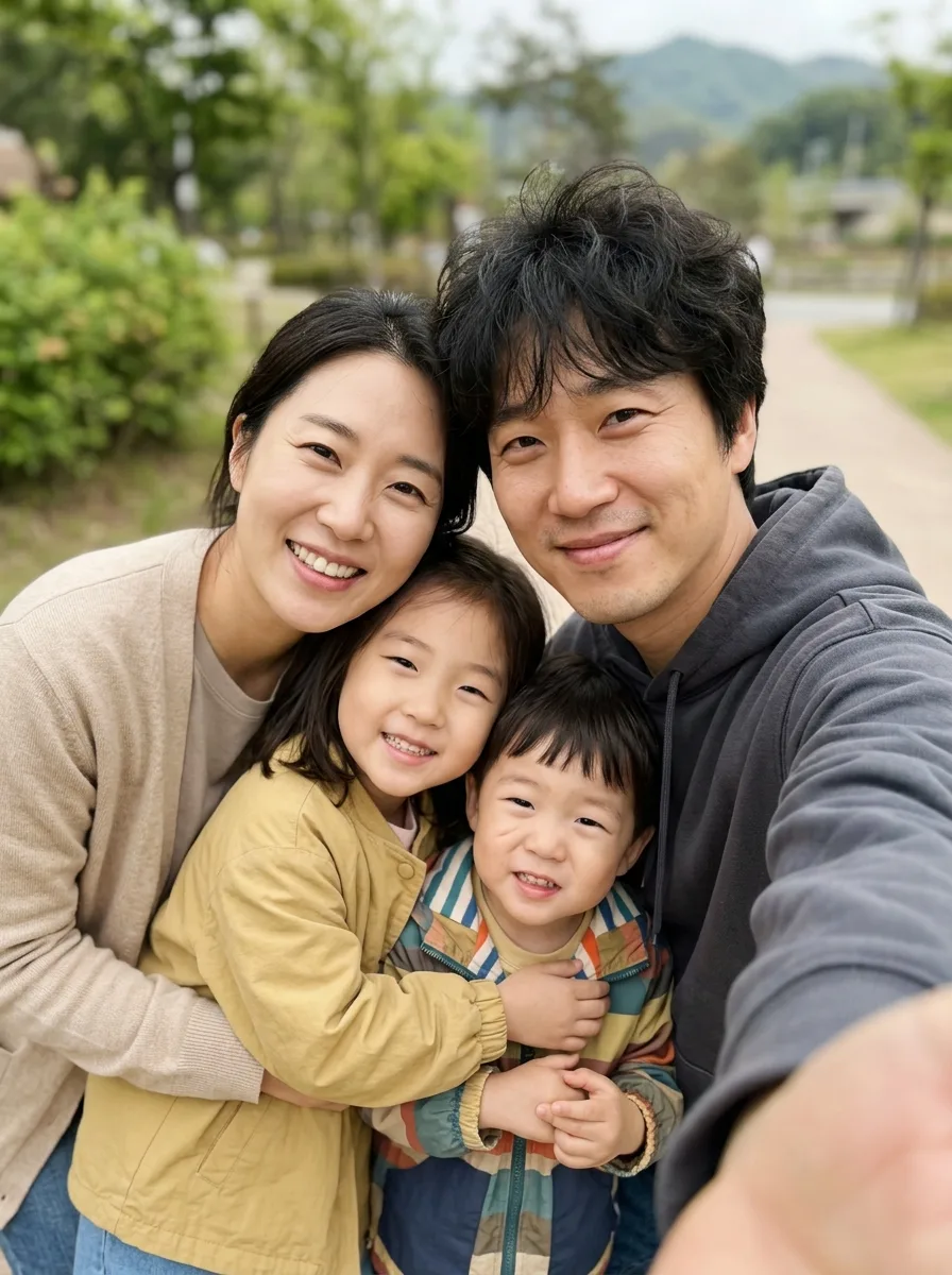 아이가 그린 크레용 가족 그림 원본 예시
