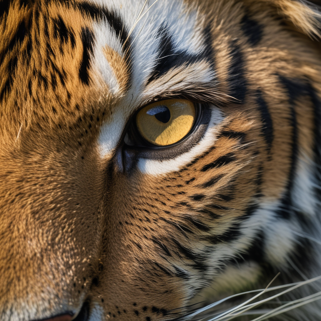 RAW photo, extreme close up, the eye of a Bengal tiger, intricate detail on the iris and f