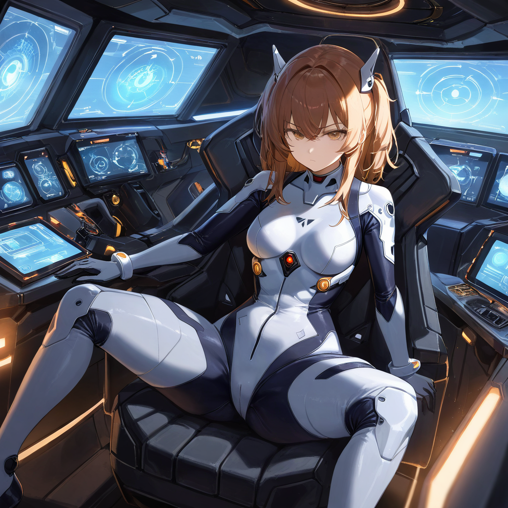 1girl, solo, mecha suit, dynamic flight pose, thruster trails, sky and clouds, motion blur