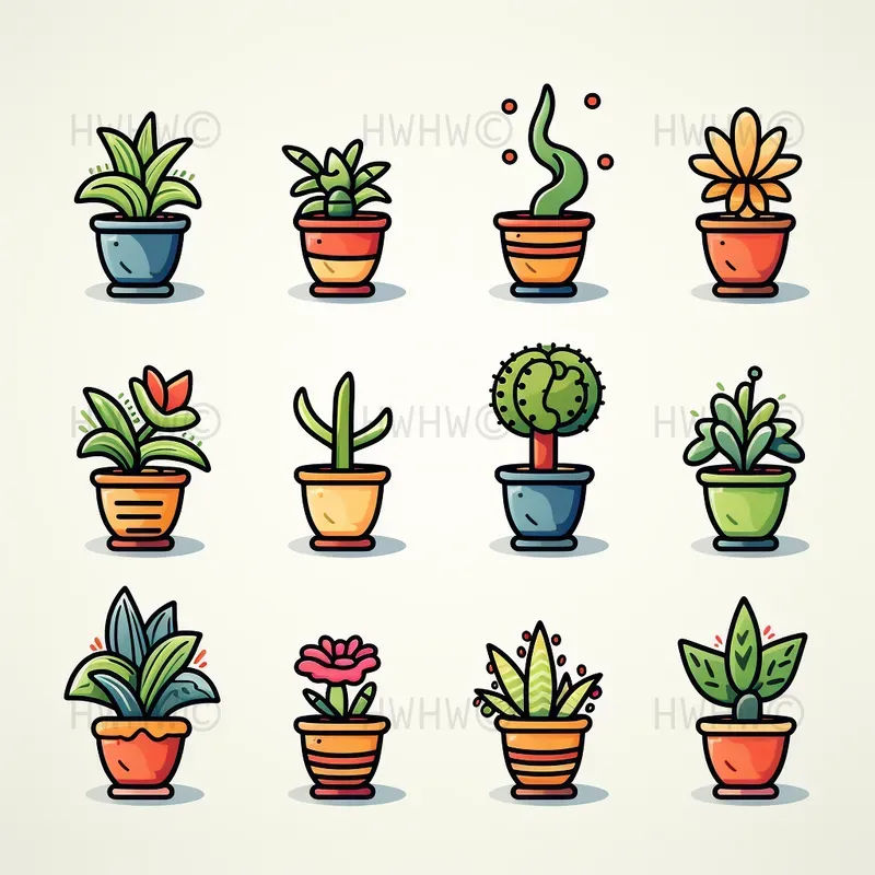 Cute 2D Cartoon Doodle Icon Sets