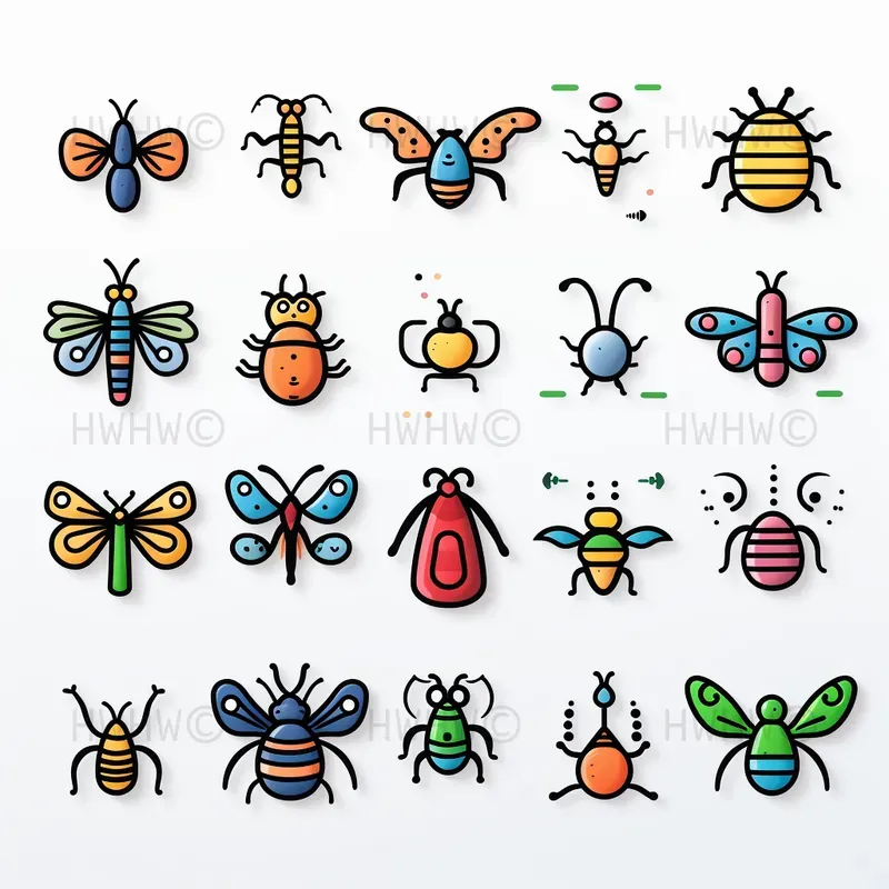 Cute 2D Cartoon Doodle Icon Sets